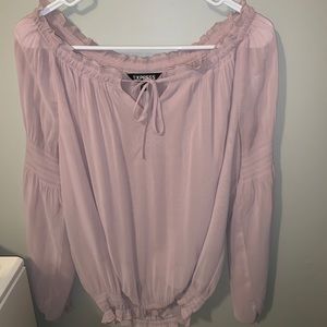 Light pink off the should shirt